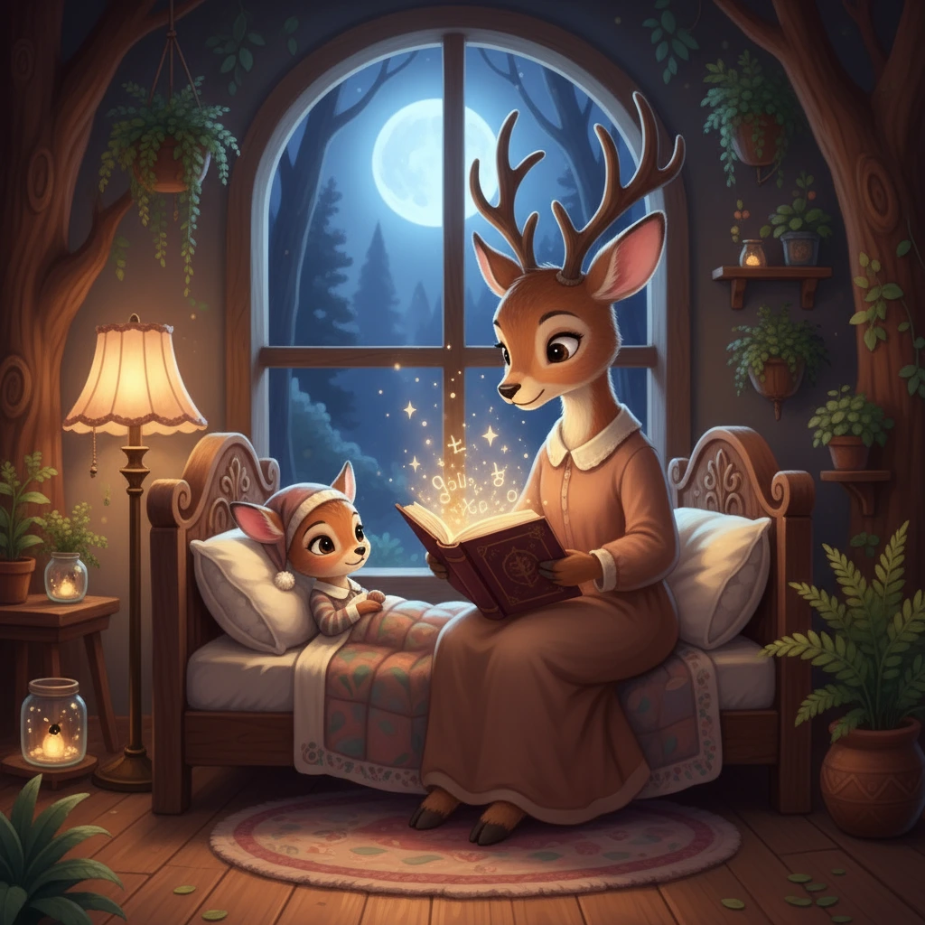 A calm bedtime-style illustration with a magical feeling